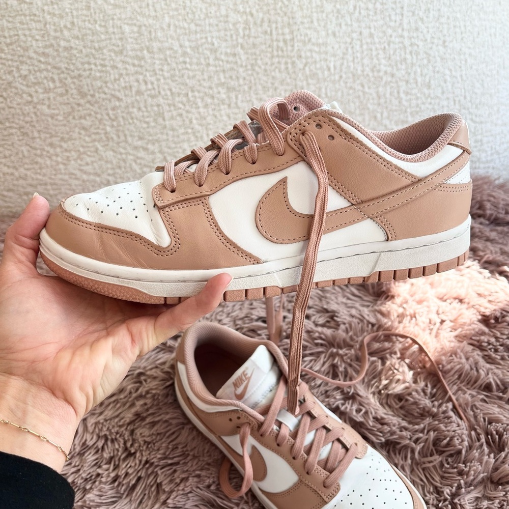 Nike White and Rose Dunk Low Sneakers size 9 women’s